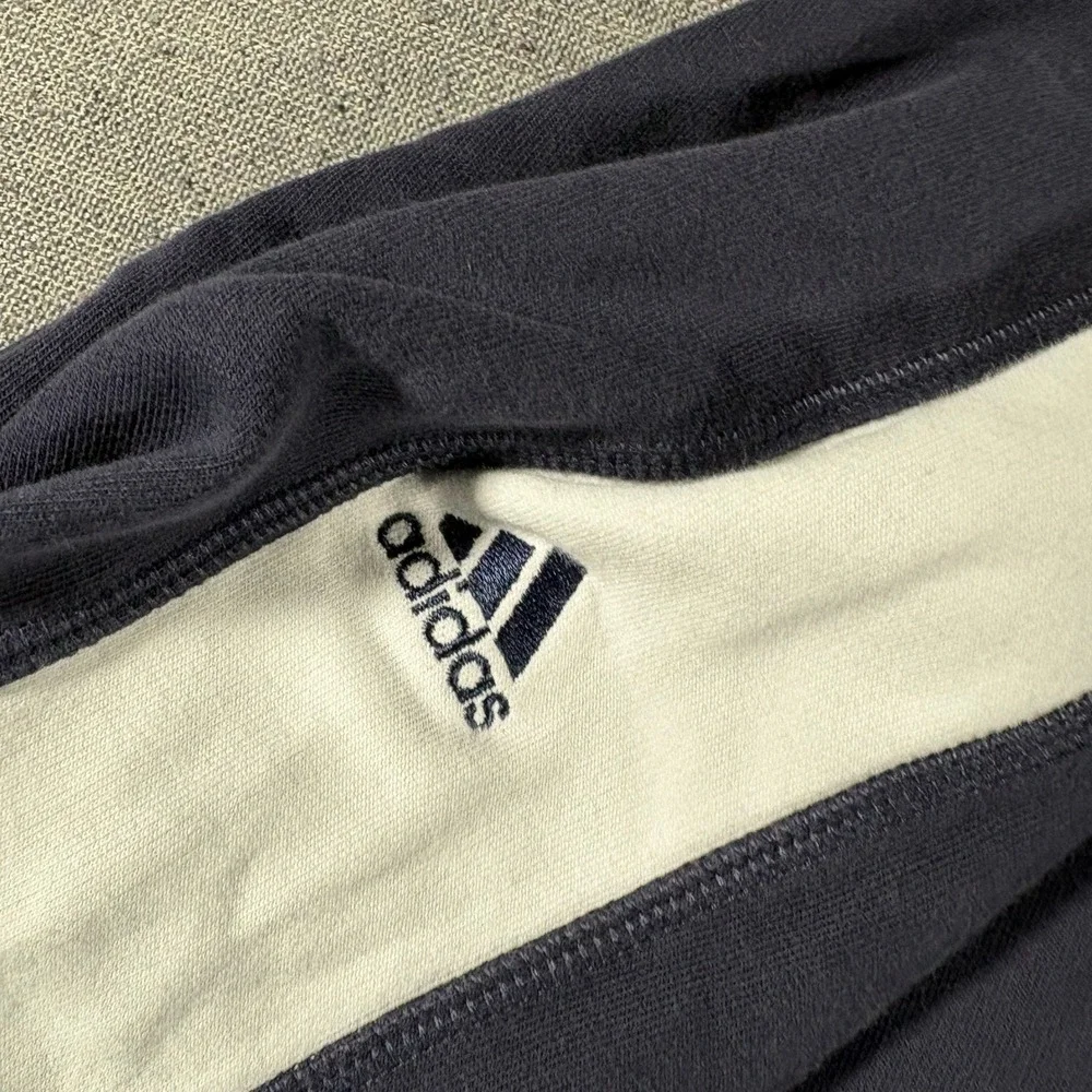Adidas Quarter Zip Pullover Mens Large‎ Navy Blue White Stripe Stretch Logo